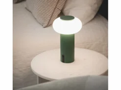 Ledkia Lámpara de Mesa LED Portátil para Exterior Metal con Batería Recargable Katse Verde Best