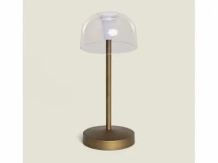 Ledkia Iluminación Exterior|Lámpara de Mesa LED Portátil para Exterior Metal con Batería Recargable Lendora Latón