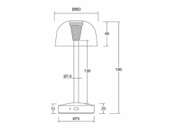 Ledkia Iluminación Exterior|Lámpara de Mesa LED Portátil para Exterior Metal con Batería Recargable Lendora Latón