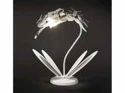Lámpara De Mesa|Lámpara de mesa pequeña Orchidea 38x20x57 cm en hierro cortado a láser Diseño floral moderno Conexión E14 Made in Italy