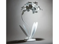 Lámpara De Mesa|Lámpara de mesa pequeña Orchidea 38x20x57 cm en hierro cortado a láser Diseño floral moderno Conexión E14 Made in Italy