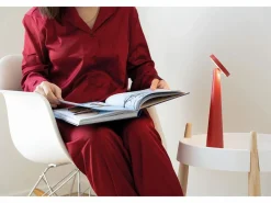 Lámpara de mesa recargable Zafferano Angelina: inalámbrica, cabezal ajustable, control táctil, diseño interior moderno, color claro. Gris Outlet