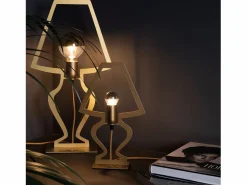 Lámpara de mesa Silhouette grande 30x54 cm en hierro estilizado Diseño moderno de ensueño Conexión E27 Made in Italy Oro Dorado Clearance