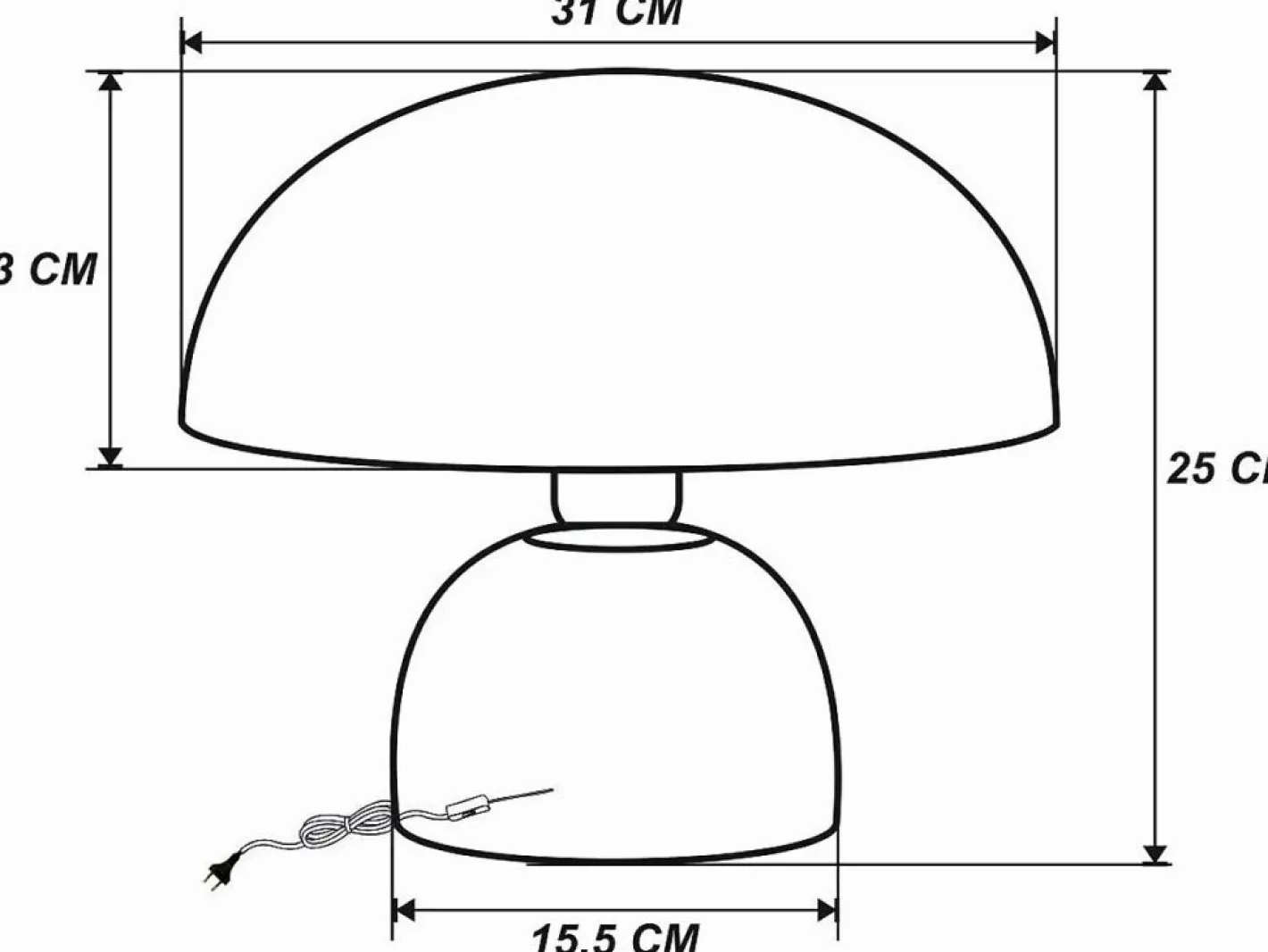 OZAIA Lámpara De Mesa|Lámpara de mesa tipo seta de metal, D. 31 x Alt. 25 cm, , SIDNEY