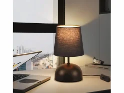 NETTLIFE Lámpara de mesita de noche , juego de 2, cable , tela pequeña, diseño moderno Negro
