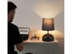 NETTLIFE Lámpara de mesita de noche , juego de 2, cable , tela pequeña, diseño moderno Negro