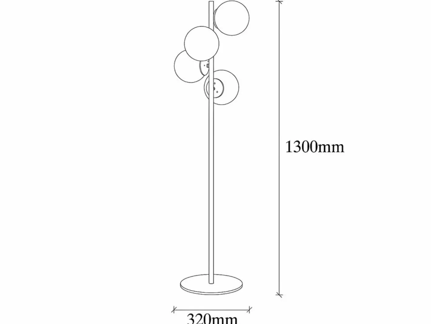 OZAIA Lámpara de metal y cristal 4 globos FAZE - Alt. 130 cm - y blanco Dorado Best