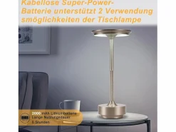 NETTLIFE Lámpara de noche inalámbrica , lámpara de mesa LED a batería, lámpara táctil regulable con batería recargable por USB, paquete de 2 Gris Online