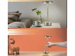 NETTLIFE Lámpara de noche inalámbrica , lámpara de mesa LED a batería, lámpara táctil regulable con batería recargable por USB, paquete de 2 Gris Online