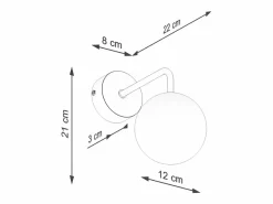 Sollux Lighting Aplique Para Pared|Lámpara de pared Bealy minimalista de acero/vidrio - 1 fuentes luminosas 3000K - L.10 x A.21 cm - /blanco