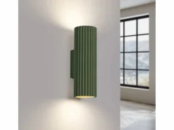 Sollux Lighting Lámpara de pared Gloow minimalista de aluminio - 2 fuentes luminosas 4000K - L.6,5 x A.20 cm - oliva Verde Hot