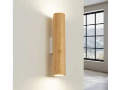 Sollux Lighting Aplique Para Pared|Lámpara de pared Lino moderno de madera/acero - 2 fuentes luminosas - L.6 x A.30 cm - madera natural/