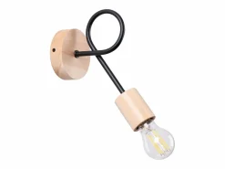 Lámpara de pared Sparkon minimalista de acero/madera - 1 fuentes luminosas 4000K - L.10 x A.24 cm - /madera natural^Sollux Lighting Clearance