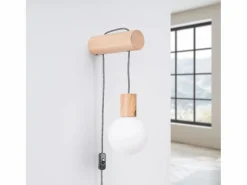 Sollux Lighting Aplique Para Pared|Lámpara de pared Zynto desván de madera/vidrio - 1 fuentes luminosas 3000K - L.6 x A.67 cm - madera natural//negro