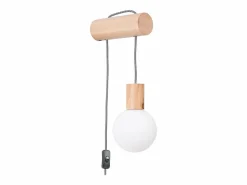 Sollux Lighting Aplique Para Pared|Lámpara de pared Zynto desván de madera/vidrio - 1 fuentes luminosas 3000K - L.6 x A.67 cm - madera natural//negro