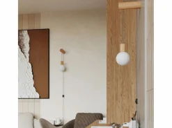 Sollux Lighting Aplique Para Pared|Lámpara de pared Zynto desván de madera/vidrio - 1 fuentes luminosas 3000K - L.6 x A.67 cm - madera natural//negro