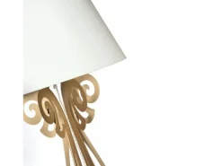 Lámpara de pie Circeo 60x180 cm Estructura de hierro dorado con pantalla color arena Diseño vintage moderno con interruptor de pie Made in Italy Multicolor