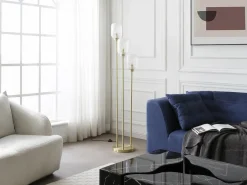 Lámpara de pie de metal y cristal acanalado - 3 globos - D. 30 x H. 161 cm - Oro - LOUXOR^OZAIA Sale