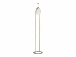 Lámpara de pie GLAMY ARC Ø 28X168 en metal dorado con pantalla de vidrio blanco^ Sale