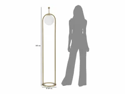 Lámpara de pie GLAMY ARC Ø 28X168 en metal dorado con pantalla de vidrio blanco^ Sale
