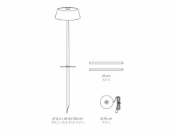 Plafón|Lámpara de pie inteligente Zafferano SISTER LIGHT Picchetto Wi-Fi, cobre, recargable y regulable