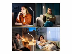 NETTLIFE Lámpara De Pie|Lámpara de pie LED para sala de estar, regulable, blanca, 11 W, flexible, 360°, para sofá