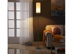 NETTLIFE Lámpara de pie LED regulable con pantalla de tela retro para sala de estar con interruptor de tiro Negro Online