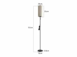 NETTLIFE Lámpara de pie LED regulable con pantalla de tela retro para sala de estar con interruptor de tiro Negro Online
