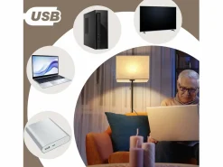 NETTLIFE Lámpara De Pie|Lámpara de pie LED regulable con pantalla de tela retro para sala de estar, con interruptor de tiro