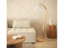 Ledkia Lámpara de Pie Madera Luanda Blanco Discount