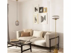 Ledkia Lámpara De Pie|Lámpara de Pie Metal y Cristal Windsor Dorado