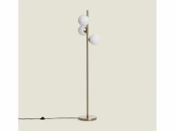 Lámpara de Pie Metal y Cristal Moonlight Brass Round 3 Focos Dorado^Ledkia Discount