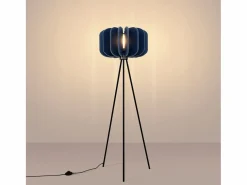 Lámpara de pie Mula moderno de fieltro/acero - 1 fuentes luminosas - L.45 x A.134 cm - marino/negro^Sollux Lighting New