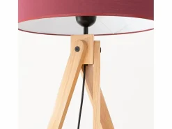 Lámpara de pie Natt moderno de tela/PVC/madera - 1 fuentes luminosas - L.77 x A.140 cm - burdeos/madera natural^Sollux Lighting Outlet