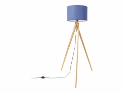 Lámpara de pie Natt moderno de tela/PVC/madera - 1 fuentes luminosas - L.77 x A.140 cm - marino/madera natural^Sollux Lighting Hot