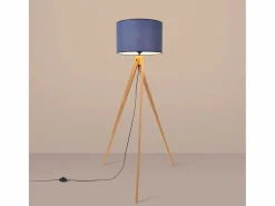 Lámpara de pie Natt moderno de tela/PVC/madera - 1 fuentes luminosas - L.77 x A.140 cm - marino/madera natural^Sollux Lighting Hot