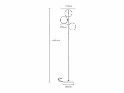 OZAIA Lámpara De Pie|Lámpara de pie negra mate y cristal ahumado D.32 x Alt.148 cm - YUKON