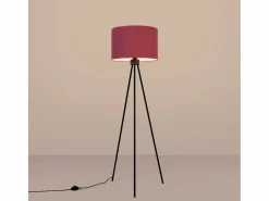 Lámpara de pie Nevia minimalista de tela/PVC/acero - 1 fuentes luminosas - L.40 x A.135 cm - burdeos/negro^Sollux Lighting New