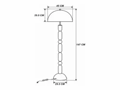 OZAIA Lámpara de pie tipo seta de metal, D. 45 x A. 147 cm, brillante, ELDON Caqui Clearance