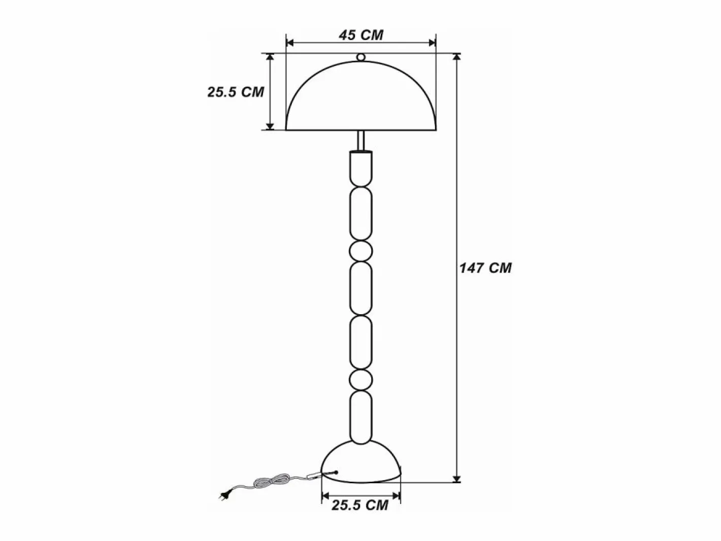OZAIA Lámpara de pie tipo seta de metal, D. 45 x A. 147 cm, brillante, ELDON Caqui Clearance