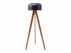 OZAIA Lámpara de pie trípode en madera de caucho y metal D.42 x Alt.145 cm - Natural y negro - PAVICO Negro / Color natural oscuro Clearance