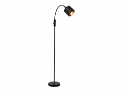 NETTLIFE Lámpara De Pie|Lámpara de pie vintage negra de tela con arco giratorio de 360° para una iluminación suave y decorativa