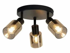 NETTLIFE Lámpara De Pie|Lámpara de pie vintage para sala de estar 3 llamas de vidrio casquillo E14 lámpara de mesa ajustable de metal 350