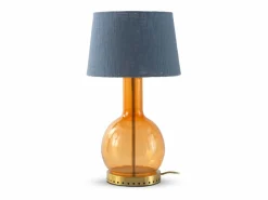 Lámpara De Mesa|Lámpara de sobremesa cristal con tulipa de algodón azul