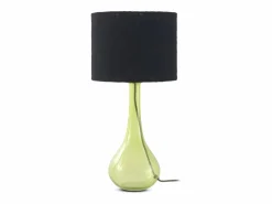 Lámpara de sobremesa cristal con tulipa de algodón negra Verde Discount
