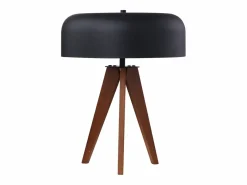 OZAIA Lámpara De Mesa|Lámpara de sobremesa madera y negro D.36 x Alt.45 cm - PAVICO