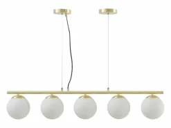 Lámpara de suspensión de latón dorado y blanca 5 globos - SOFIA^OZAIA Hot