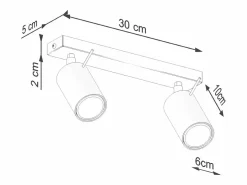 Lámpara de techo Briix moderno de acero - 2 fuentes luminosas 4000K - L.30 x A.17 cm - ocre^Sollux Lighting Sale
