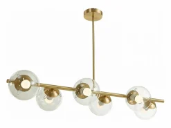 Lámpara de techo de latón pulido y 6 globos de cristal - Ancho 98 cm - YUKON^OZAIA Clearance