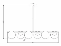 Lámpara de techo de latón pulido y 6 globos de cristal - Ancho 98 cm - YUKON^OZAIA Clearance